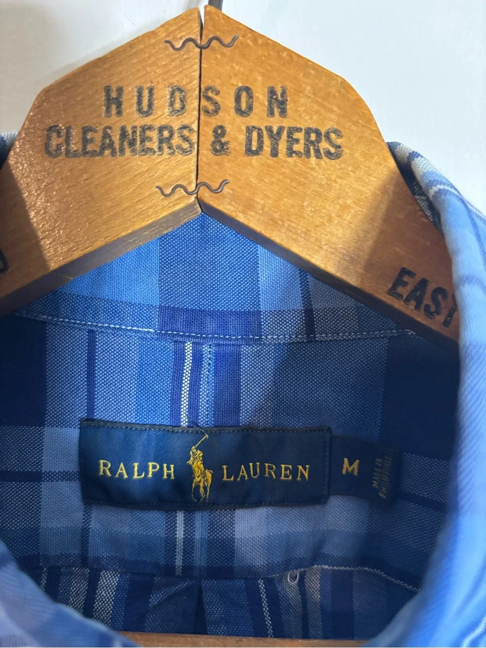 Polo Ralph Lauren Button Down Shirt Blue Plaid Preppy Medium